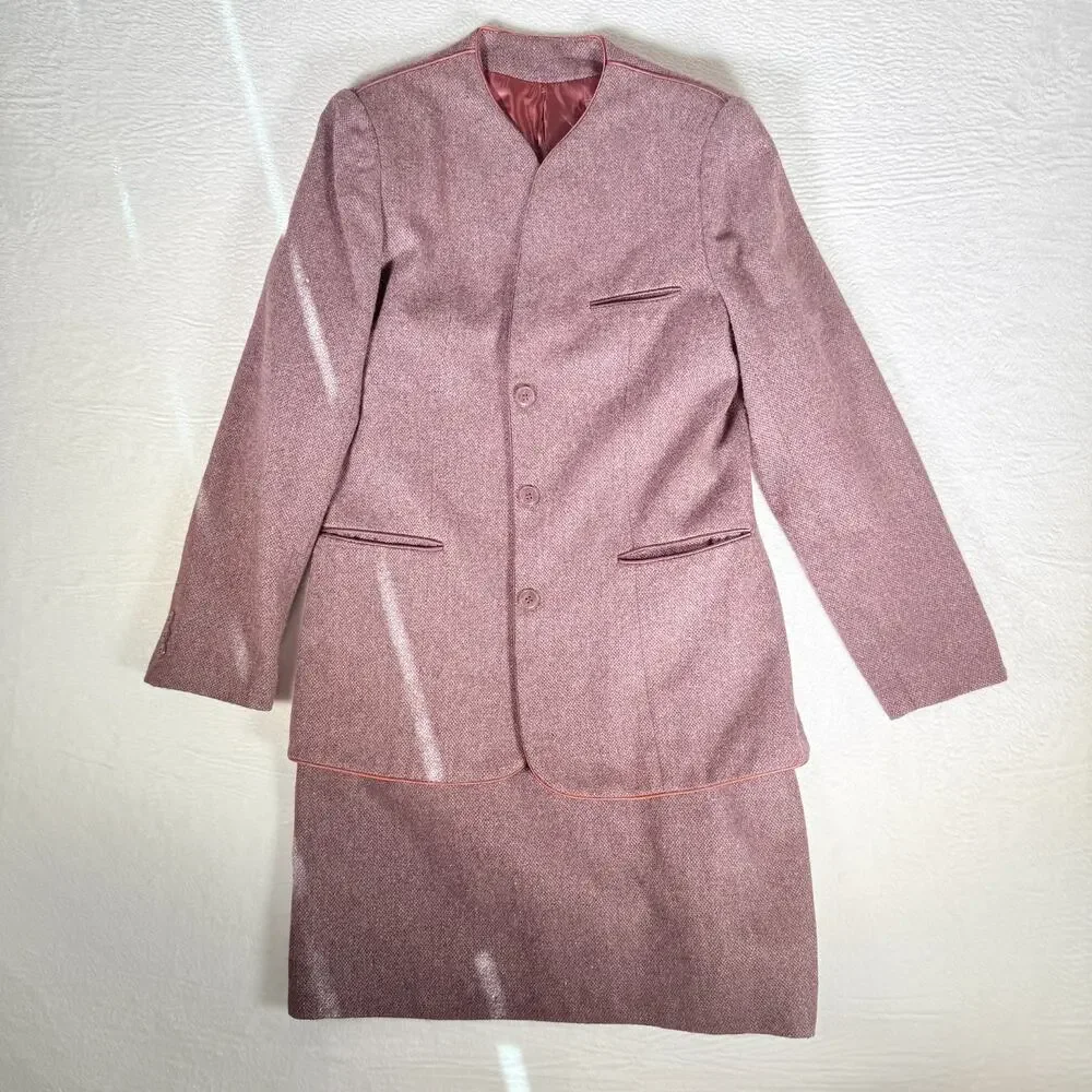 Judy's Place Womens Blazer & Skirt Sz 10 Tweed Vintage Grandmacore Academia Wool